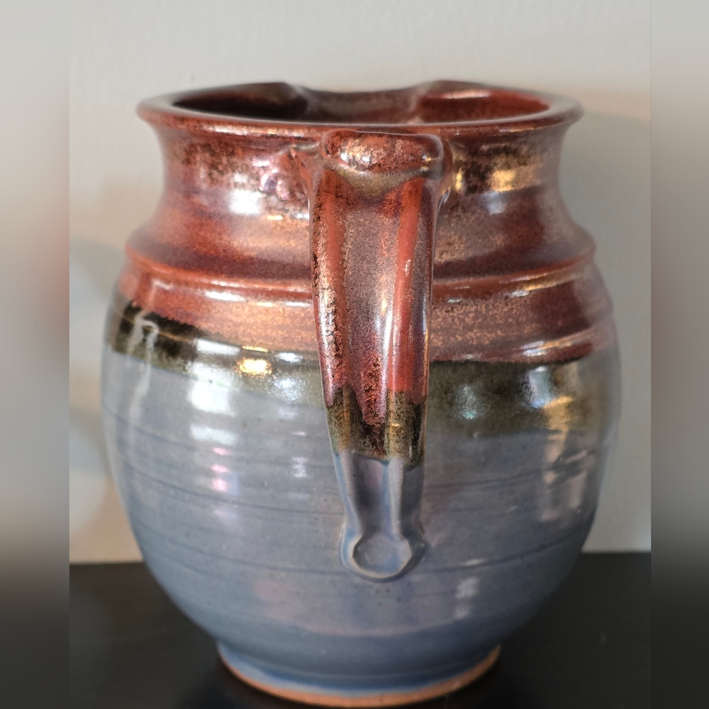 Vintage Handcrafted Multicolor Stoneware Pitcher - Picture 4 of 8